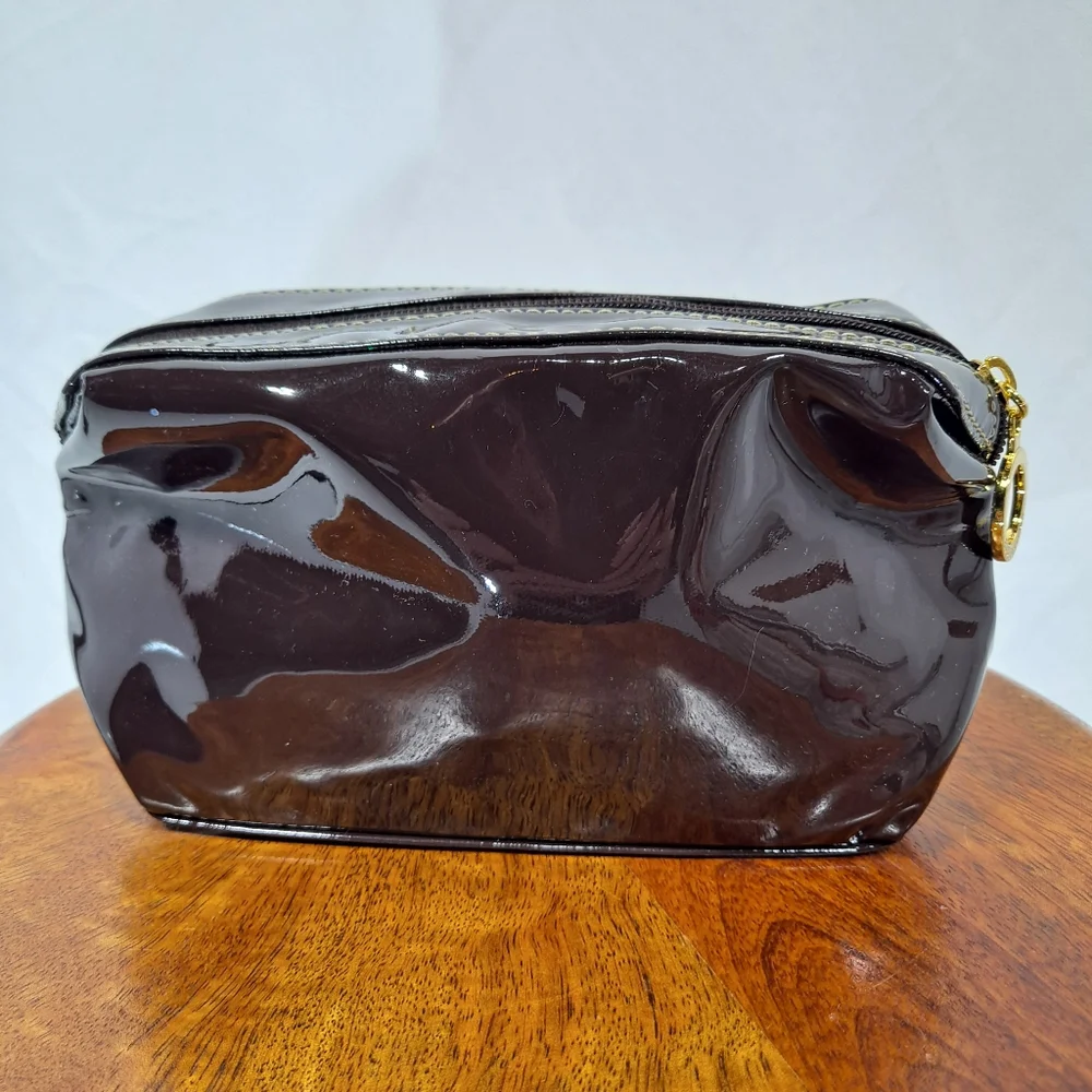 Estee Lauder Chocolate Brown Vinyl Makeup Bag